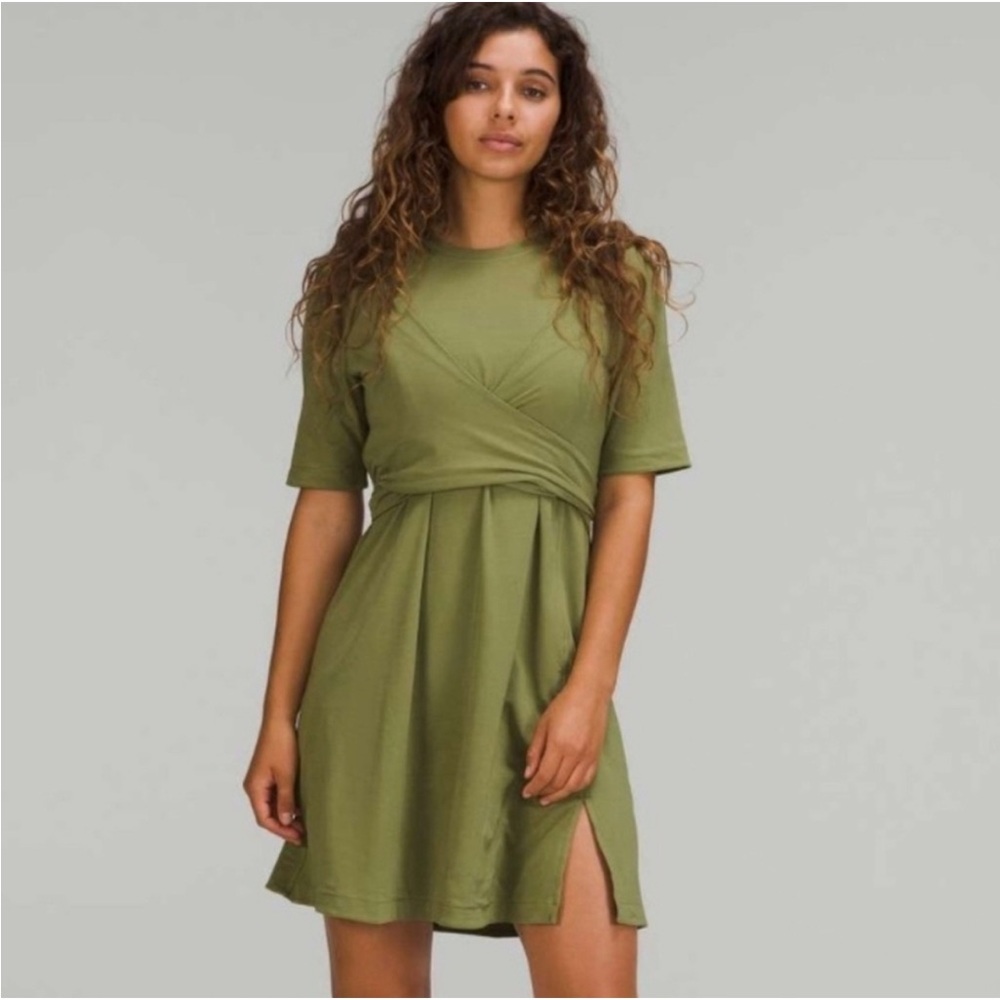 lululemon athletica Olive Green Short Sleeve Mini Dress